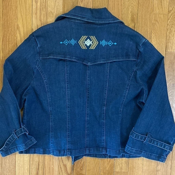Ashro denim embroidered jacket size 14 button jean jacket or blazer - Picture 8 of 8